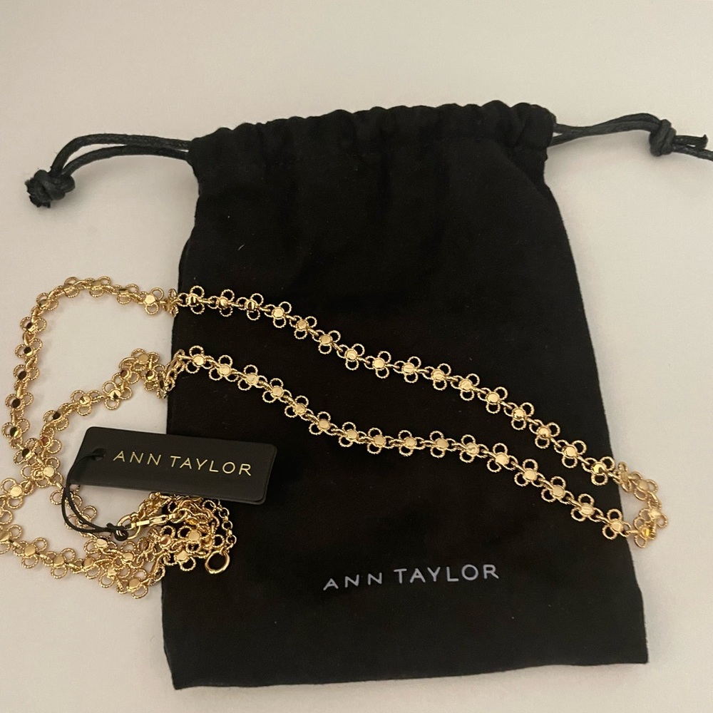 Ann Taylor Gold-Tone Chain Necklace with flower shaped links. New with tags!